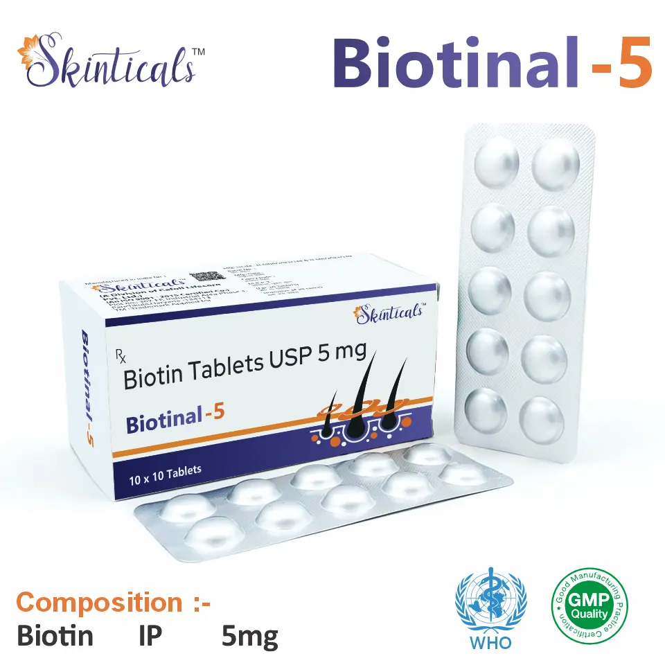 Biotin 5mg Tablet | PCD Pharma Franchise for Hair & Skin Care